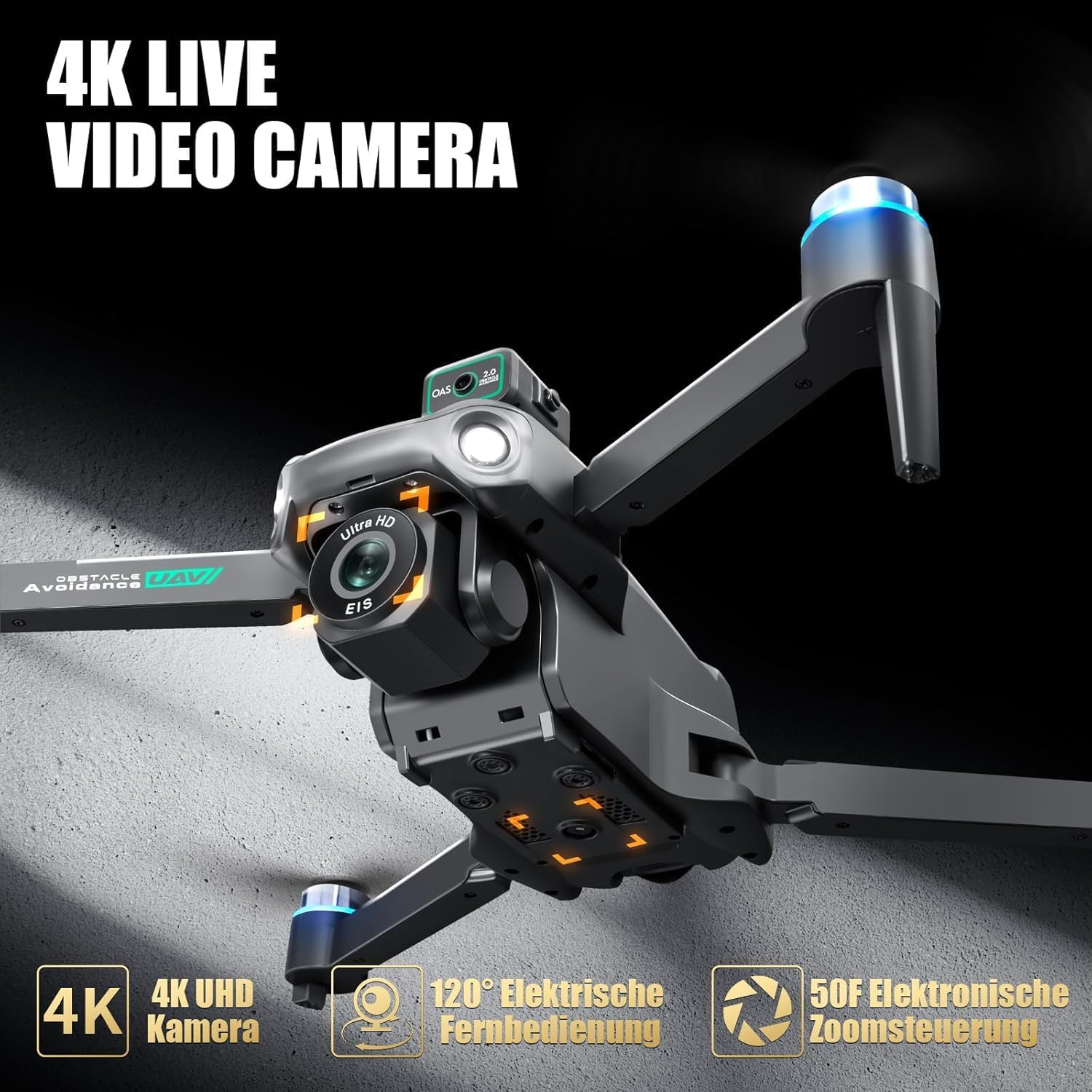 GPS Drone with 4K Camera for Adults, 40 Mins Flight Time, Quadcopter with Brushless Motors, Foldable FPV Drone with Smart Obstacle Avoidance, Auto Return Home, Follow Me, 120&deg; ESC Camera, under 260 G