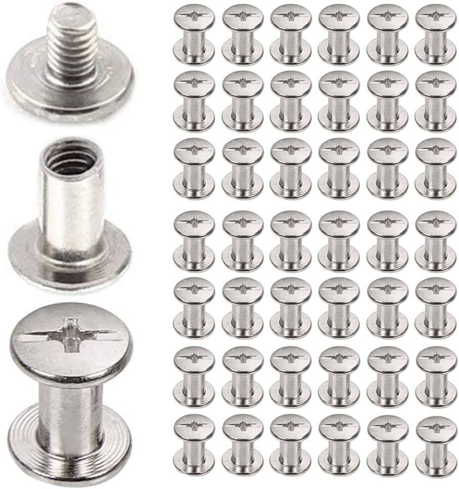 Megoto 45 Sets Chicago Screws, 304 Stainless Steel, 5X8Mm, Binding Screw, Leather Screw, DIY Leather Bookbinding, Bag Decoration image number 3