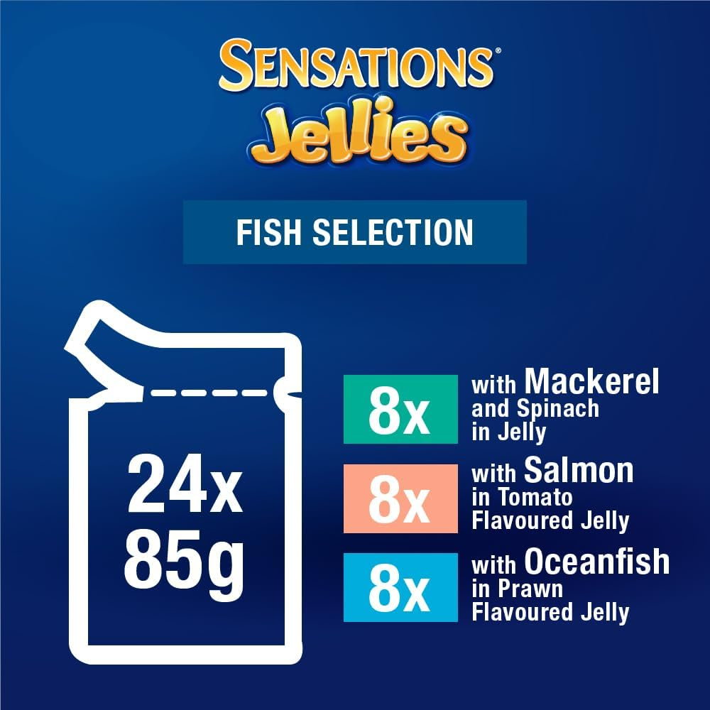 FELIX Sensations Adult Wet Cat Food Fish Selection Jellies 48X85G image number 3