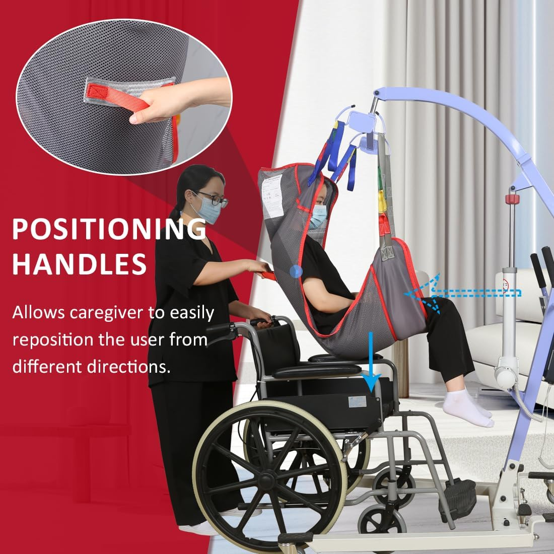 Universal Full Body Patient Lift Sling, Hoyer Lift Sling for Bed Positioning and Bathing,Transfer Sling for Elderly,Bedridden (Purple Gray, Medium Size) image number 2