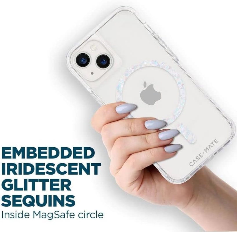 Case-Mate Iphone 14 plus Case - Clear Twinkle Diamond [10Ft Drop Protection] [Compatible with Magsafe] Magnetic Cover with Cute Bling Sparkle for Iphone 14 plus 6.7", Anti-Yellow, Anti-Scratch, Slim - Karat Onyx image number 6