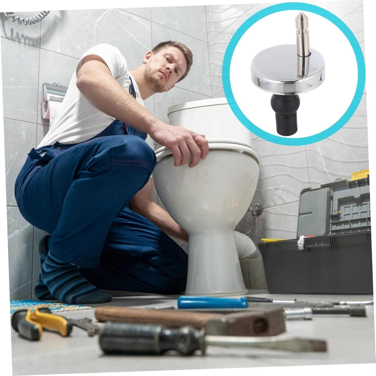 VILLFUL 1Set Toilet Lid Hinges Replacement Fittings Quick Release Toilet Seat Fixing Kit for Easy Installation and Replacement Compatible Standard image number 2