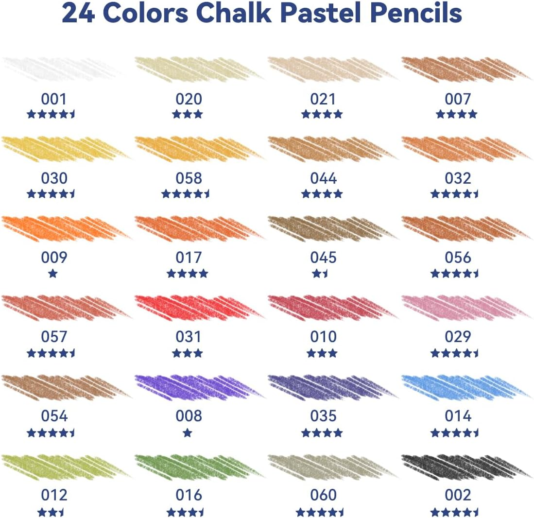 LIGHTWISH Professional Pastel Pencils for Artists Set of 24 Colors for Portrait Painting and More -Ideal for Mixed Media Layering, Blending, and Mark Making as Well as Traditional Paste Painting image number 4