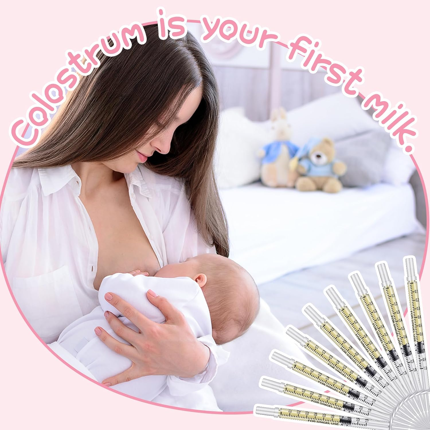 Trelaco 100 Set Colostrum Collector Kit Include 100 Sterile Sealed Breast Milk Collector No Needle Colostrum Syringes 100 Stickers 1 Measuring Cup Colostrum Collection for Breastmilk Essential (1 Ml) image number 2
