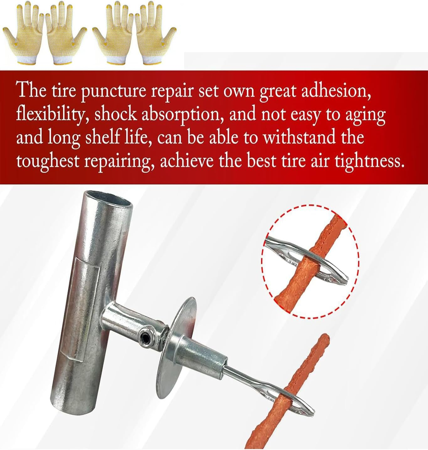 Tire Repair Kit, 140 PCS Professional Heavy Duty Tire Plug Kit,Universal Wheel Patch Kit to Fix Punctures and Plug Flats, Tire Repair Plugs Truck image number 6