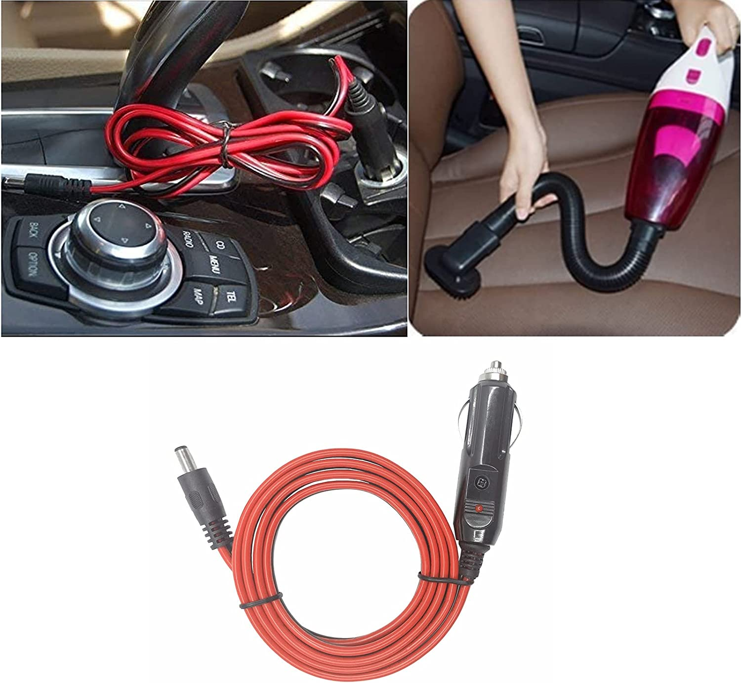 10Ft Car Charger DC 5.5X2.1Mm Universal 12 Volt Car Adapter with 2 Adapters image number 4