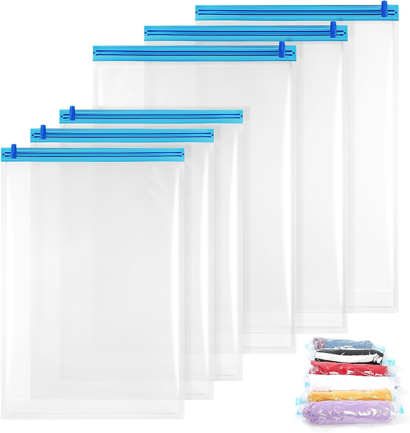 SHINEOFI 12 Pcs Travel Compression Packing Bags with Double-Sided Seal Vacuum Storage Organizers for Clothes Two Reusable Space-Saving Travel Essentials image number 1