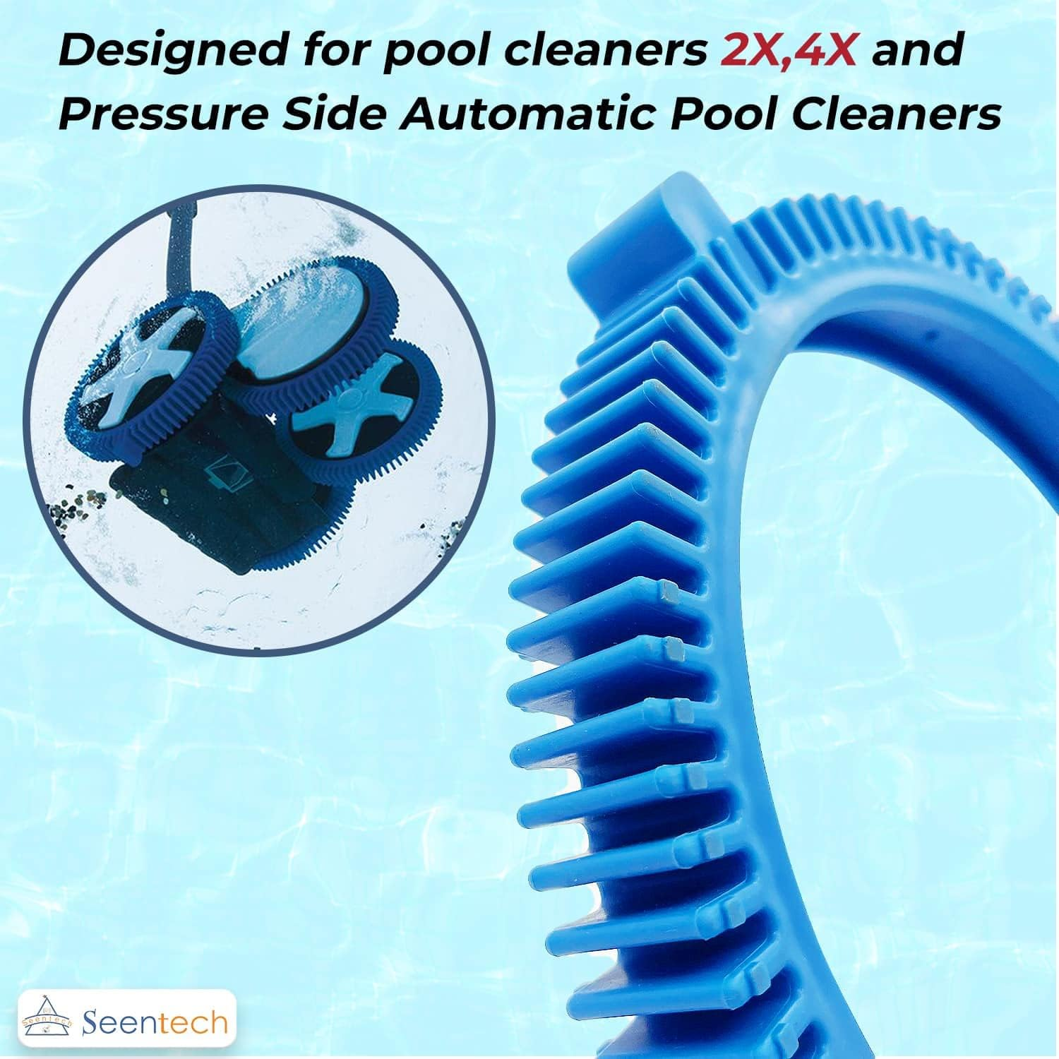 Seentech 896584000-143 Pool Cleaner Front Tire Kit with Super Hump by - Compatible with Poolvergnuegen and Hayward Phoenix Cleaners - Pool Blue Standard Back Tire (4-Pack) image number 6