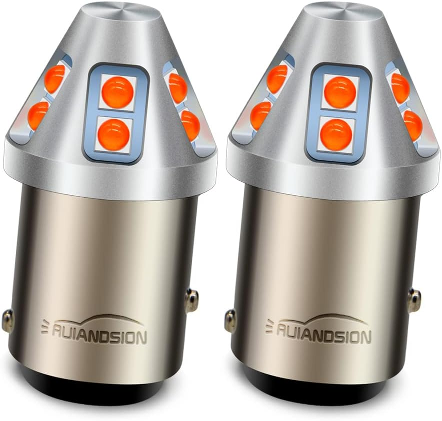 Ruiandsion 2Pcs BA15D LED Bulb 6V 12V 24V Warm White 1004 1076 LED Light Bulbs 6-30V Replacement for Car Camper Interior Lights, Non-Polarity