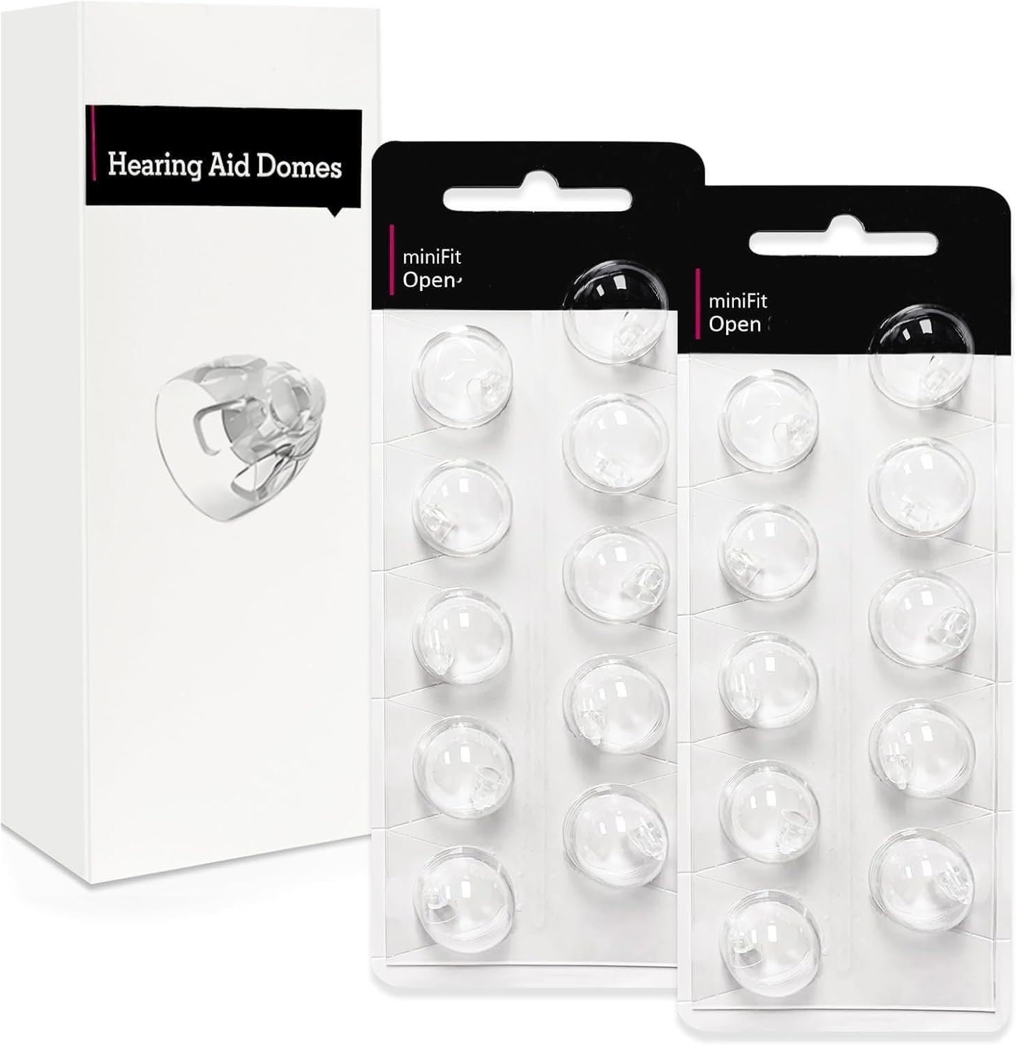 Base Domes 6Mm Double Vent Hearing Aid for Oticon Replacements, Oticon Minifit Double Vent Bass Domes, 2 Pack of 10 Each (Total 20Pcs)