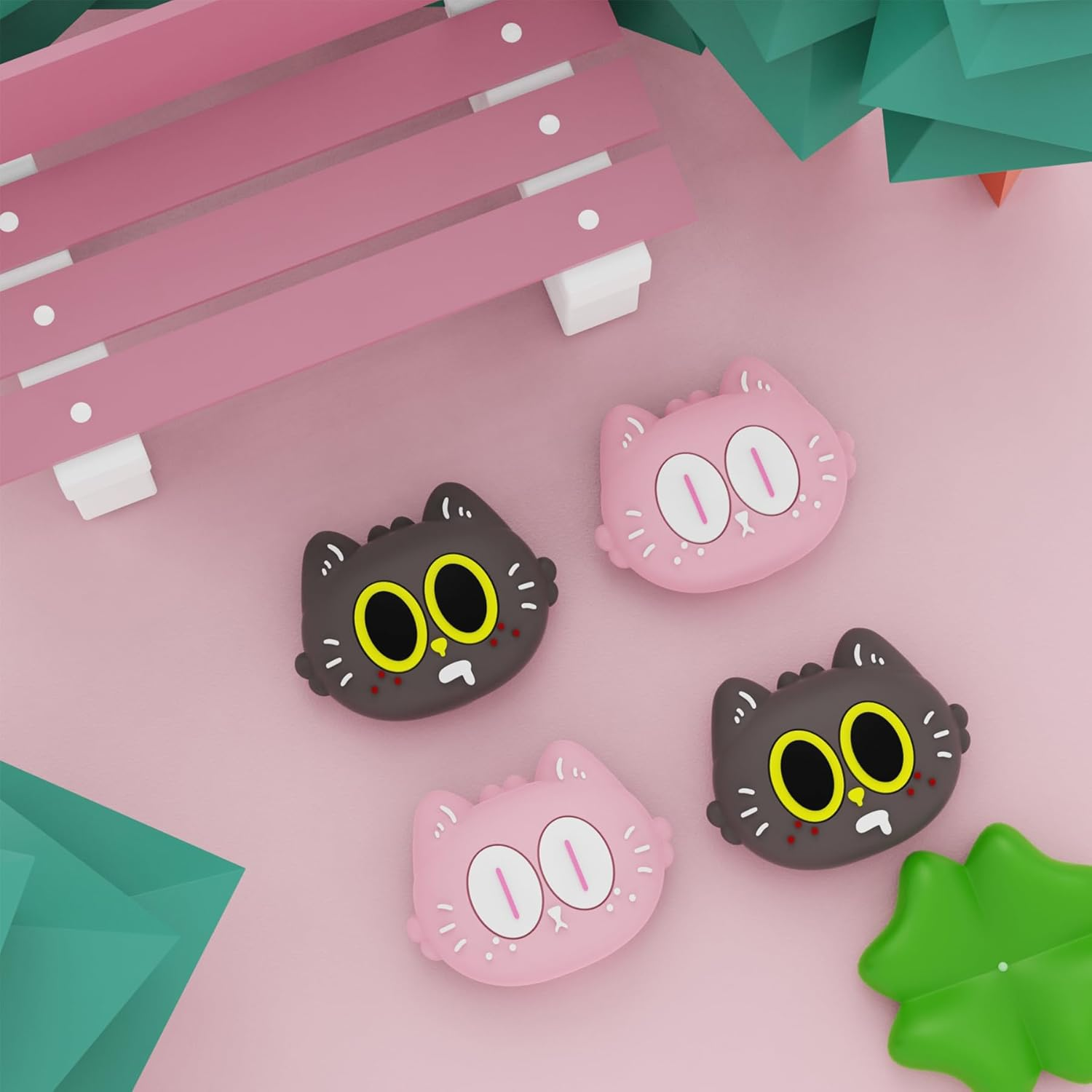 Playvital Joystick Caps for Nintendo Switch, Thumbstick Caps for Switch Lite, Analog Cover for OLED Joycon Thumb Grips - Moonlight Cat image number 2