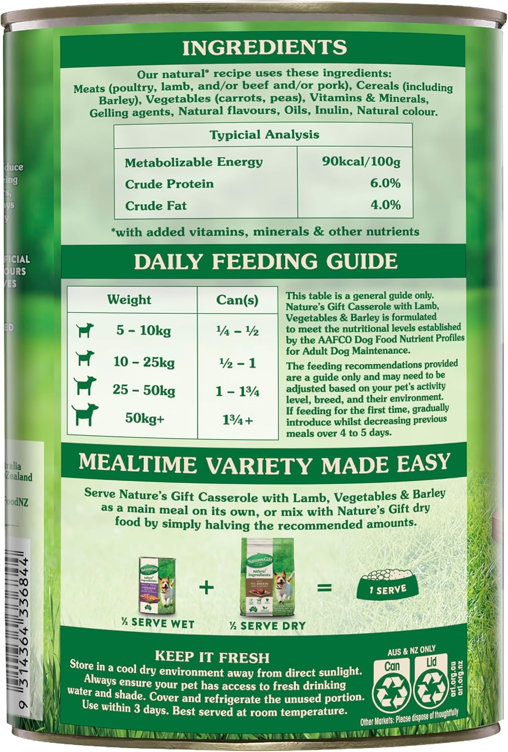 Nature'S Gift Adult All Breeds Casserole Lamb, Vegetables & Barley Wet Dog Food 1.2Kg (Pack of 6) image number 5