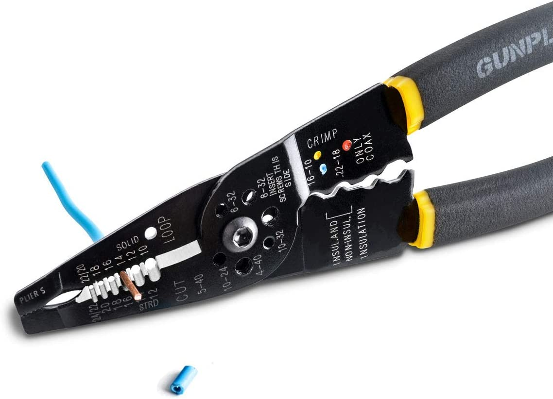 Gunpla Wire Stripper Multi-Function Tool for Cutting Cables Screws Comfortable Gripping Serrate Nose Crimper Cutter Plier Stripping Wires and Crimping Terminals and Connections 8 Inch / 200Mm image number 1