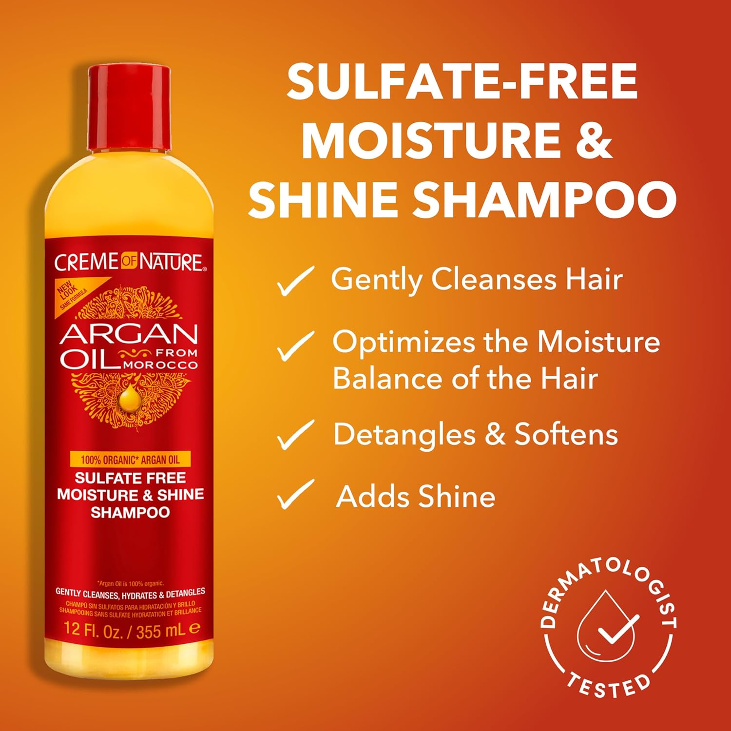 Creme of Nature Moisture & Shine Shampoo with Argan Oil: 12 OZ image number 2