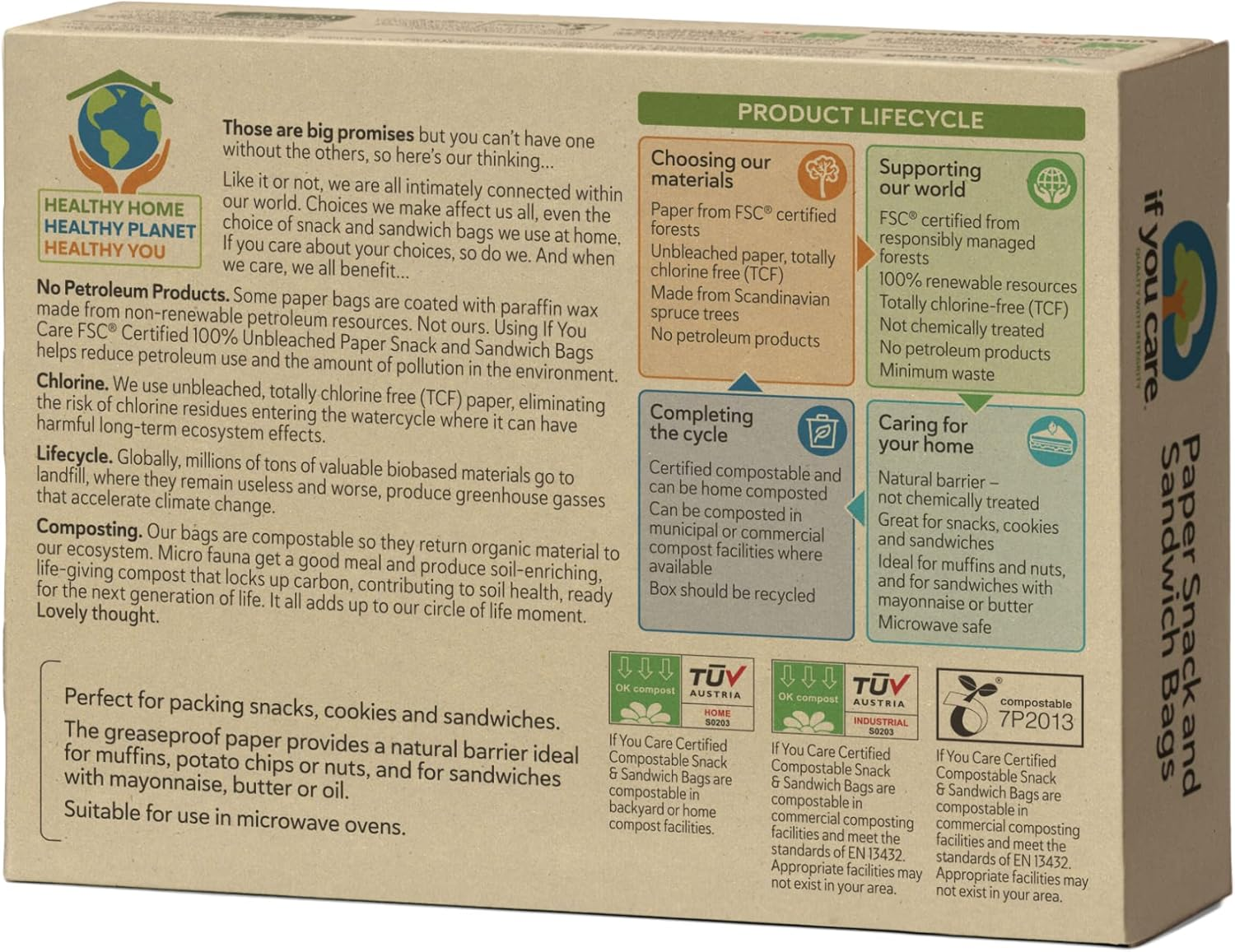 If You Care 100% Unbleached Paper Snack & Sandwich 48 Bags image number 3