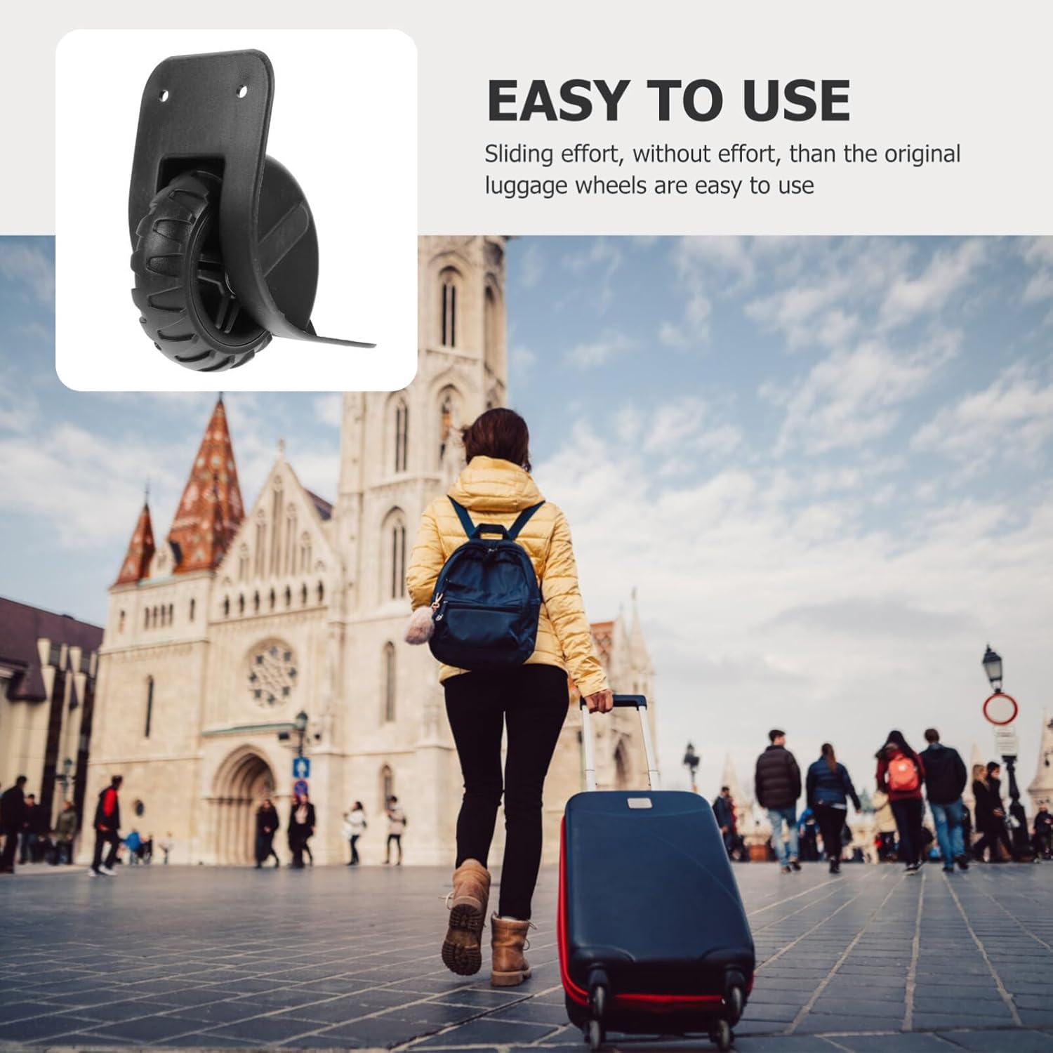 Baluue 2Pairs Luggage Repair Wheels Suitcase Replacement Wheels for Travel Suitcase Accessories Wear-Resistant Design Compatible with Luggage Models image number 3