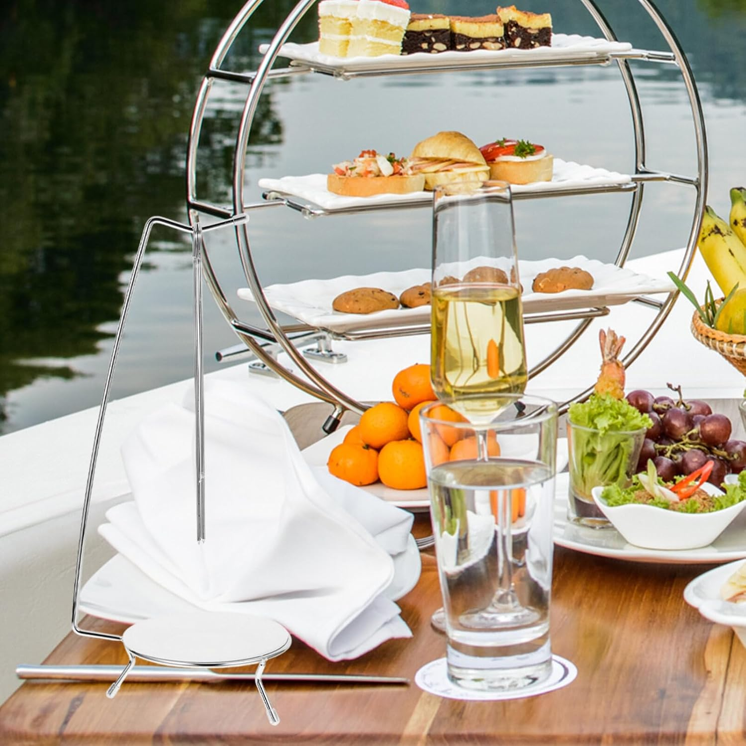 PRETYZOOM Kebabs Hanger Skewer Stand with 2 Skewers Skewer Holder Grill Vertical Stand Kebabs Skewer Barbecue Hanging Rack Brazilian BBQ Accessories image number 6