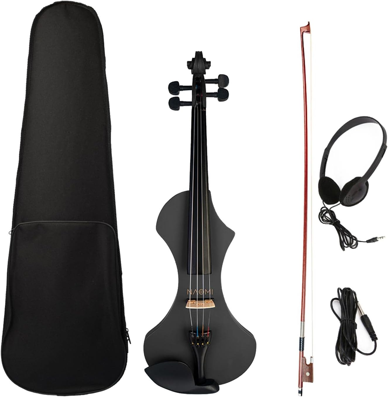 Electric Violin 4/4 Headphone Full Size Acoustic Electric Violin Set Beginner - Black image number 3