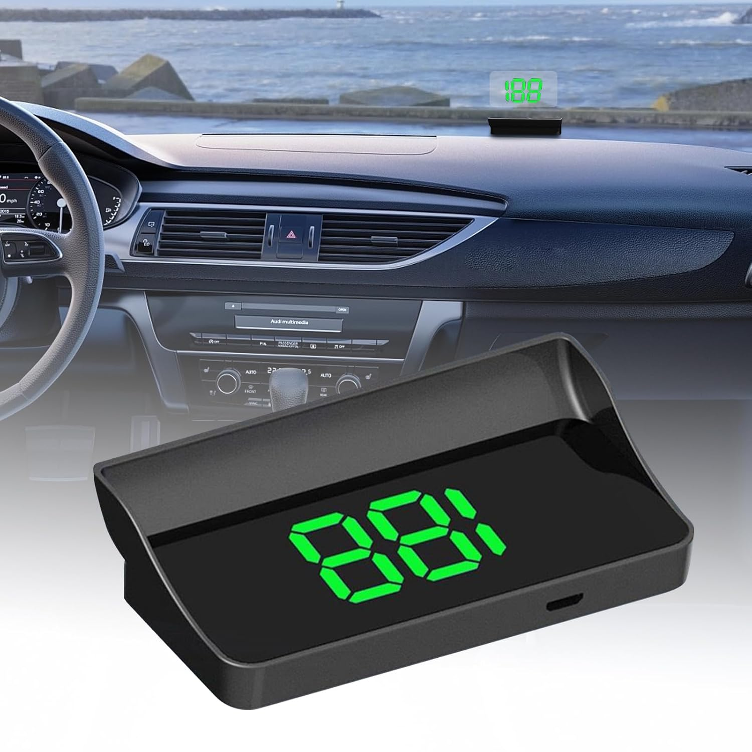 Car Heads up Display,Hud Display Car Windshield - Auto Windscreen HUD for Traffic Congestion City Navigation Highway Driving Fleet Managers Busy Professionals Daily Commuting Buses Rvs - Green image number 6