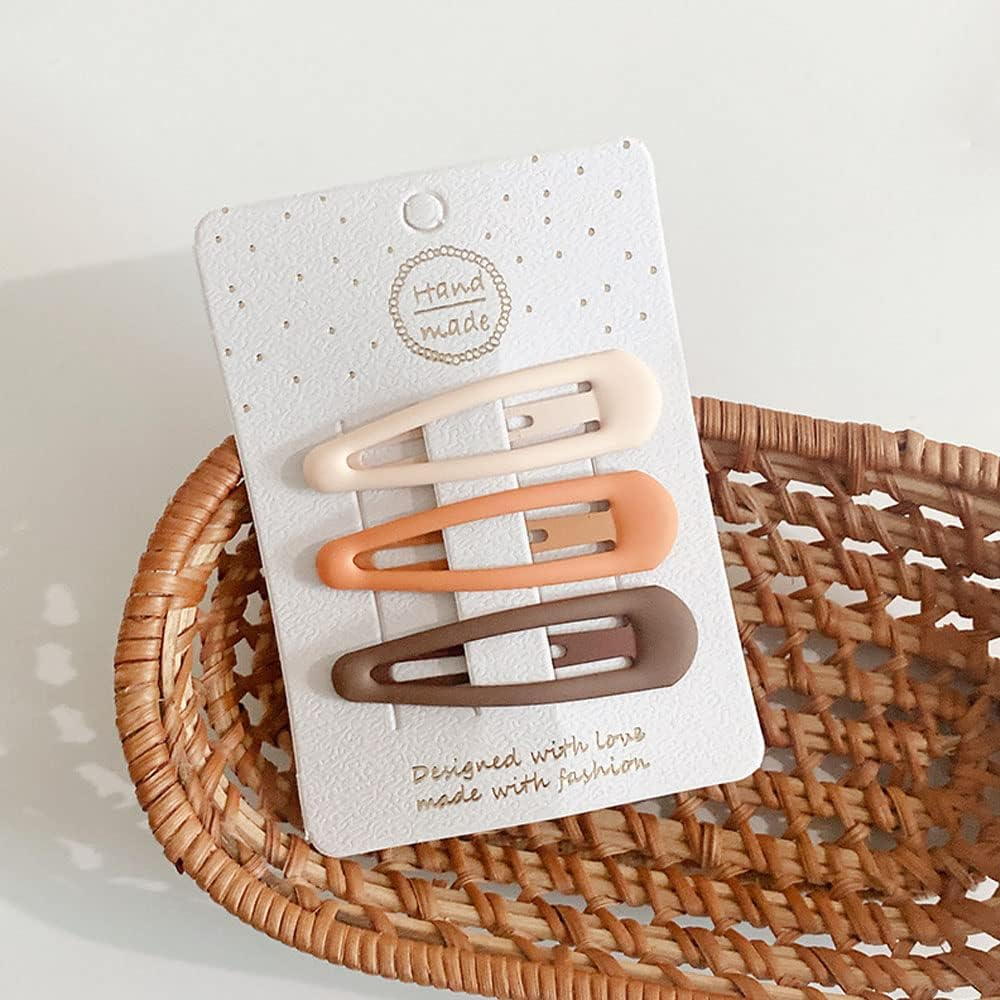 Snap Hair Clips,18 Pieces Girls Women Hair Barrette Hairclips (Orange Brown Beige) image number 6