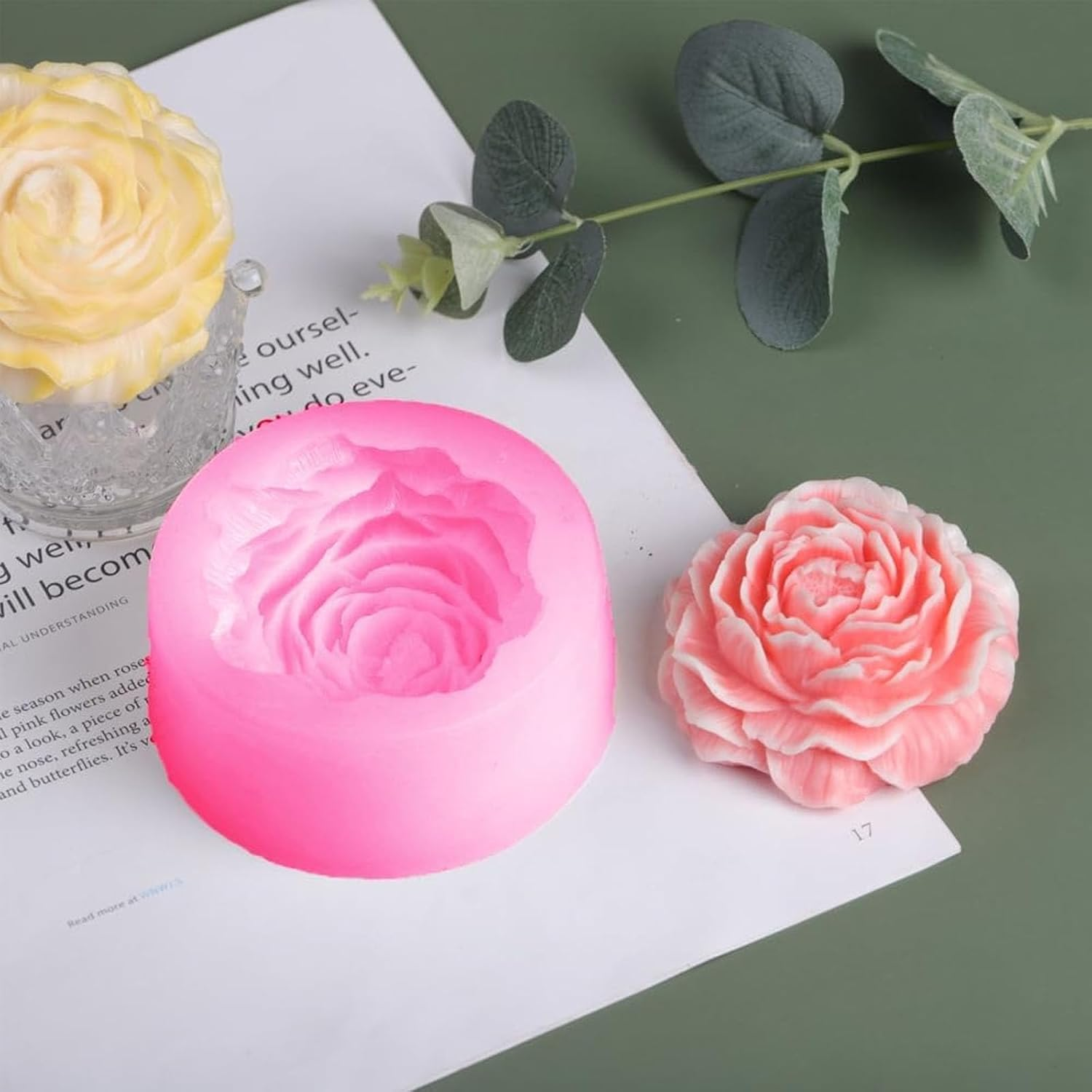 6 Pcs Flower Silicone Mold,Bloom 3D Rose Flower Silicone Molds for Resin Candle Mold,Soap Candle Making,Flower Silicone Mold Crafts Making Supplies for Valentine'S Day Gifts image number 6