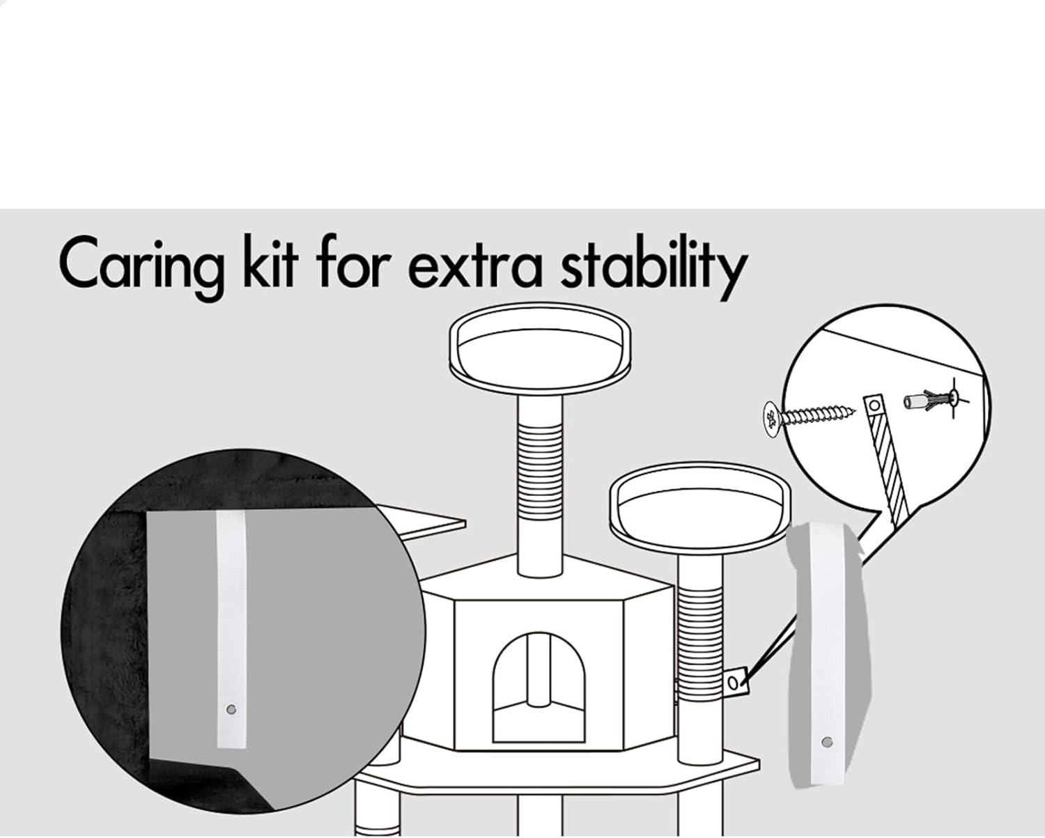 BEASTIE Cat Tree Scratching Post Scratcher Tower Condo House Furniture Wood 203 Black Colour - Beige image number 5