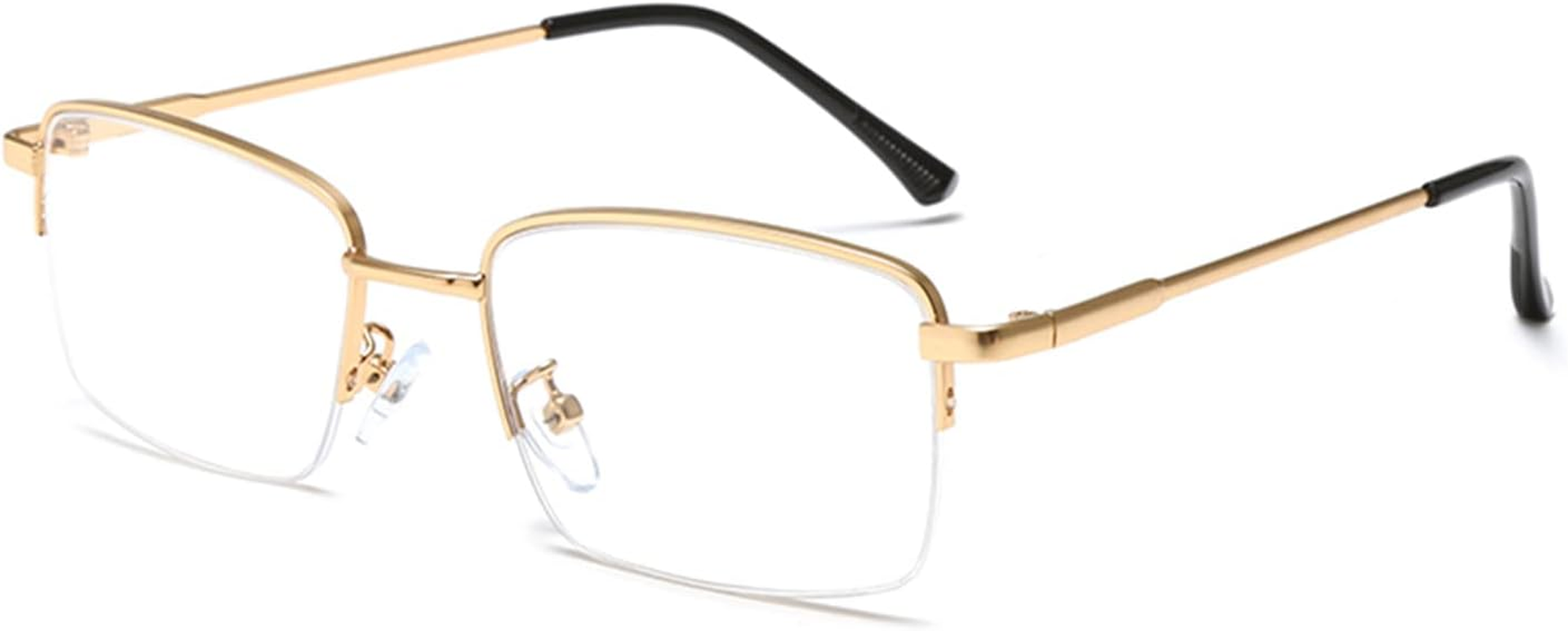 LJCZKA Half Frame Blue Light Blocking Glasses for Men Women, Rectangular Semi Rimless Blue Light Glasses for Anti-Fatigue and Eyestrain