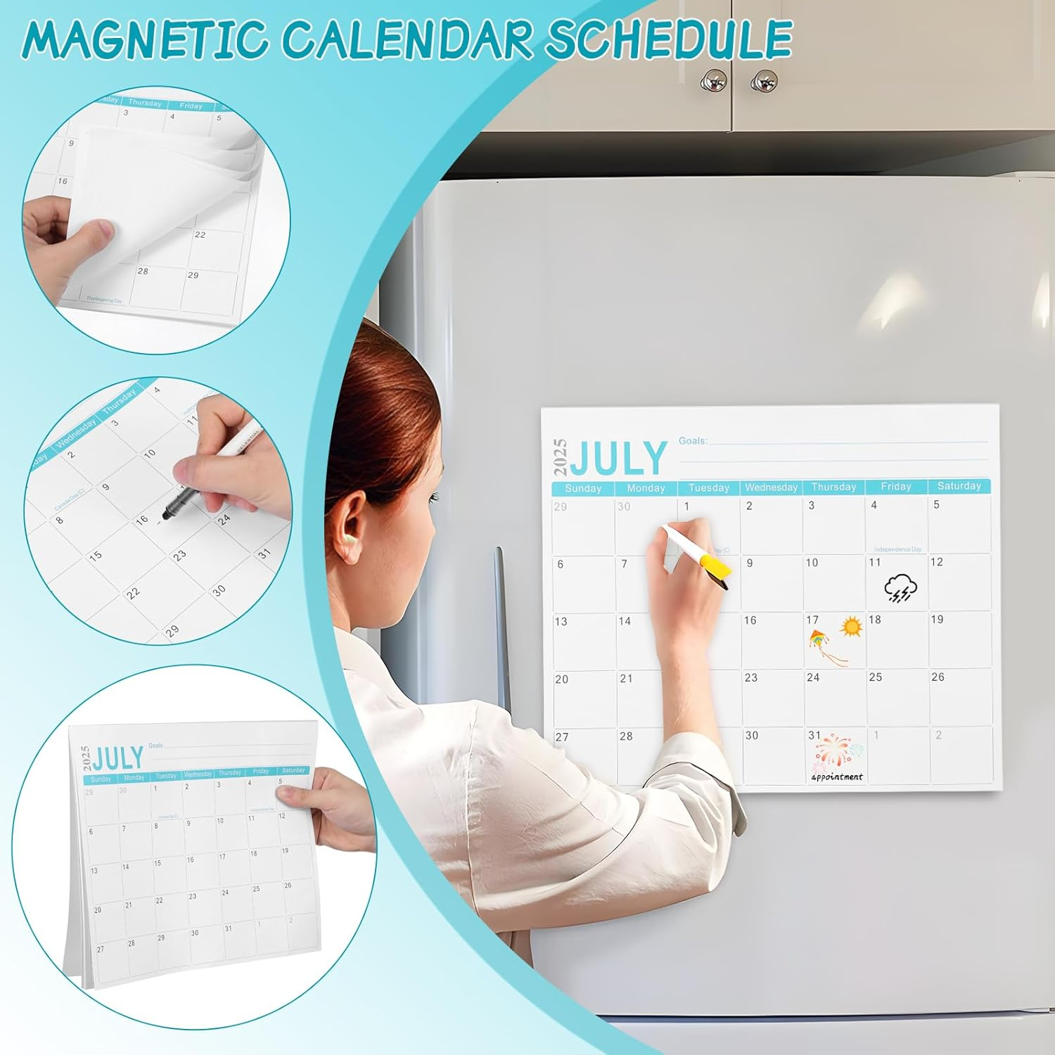 NUOBESTY Paper Refrigerator Calendar 2026 Wall Calendar 2025.07-2026.12 Monthly Planner Office Annual Fridge Paper Tear-Off image number 1