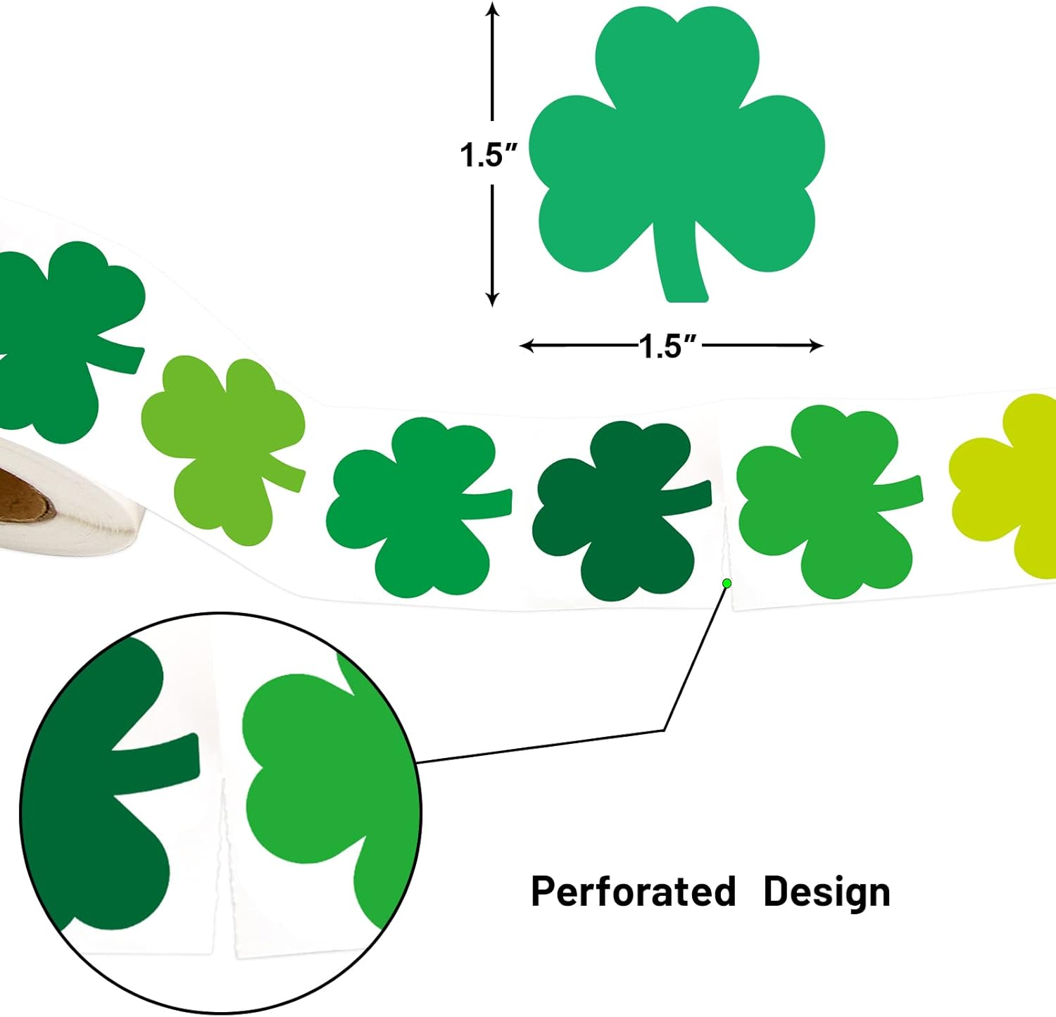 Shamrock Stickers St. Patrick'S Day Sticker Roll for Kids Party Decorations 500Pcs image number 6