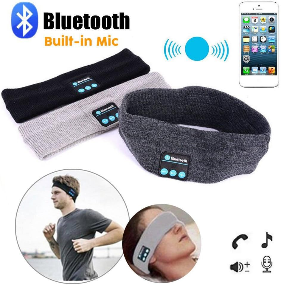 Wireless Bluetooth Stereo Earphone Headphone Sports Headband with Mic (Deep Grey) image number 6