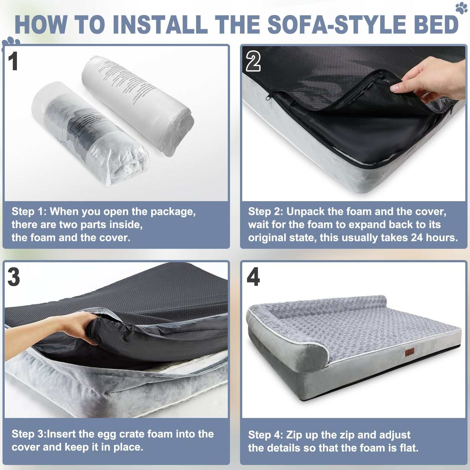 Honomastry Orthopedic Dog Bed for Large Dogs - Waterproof Pet Bed with Removable Washable Cover, Couch-Style Design for Medium/Big Dogs Comfort, Orthopedic Support for Joint Pain Relief (L, L-Shaped) image number 5