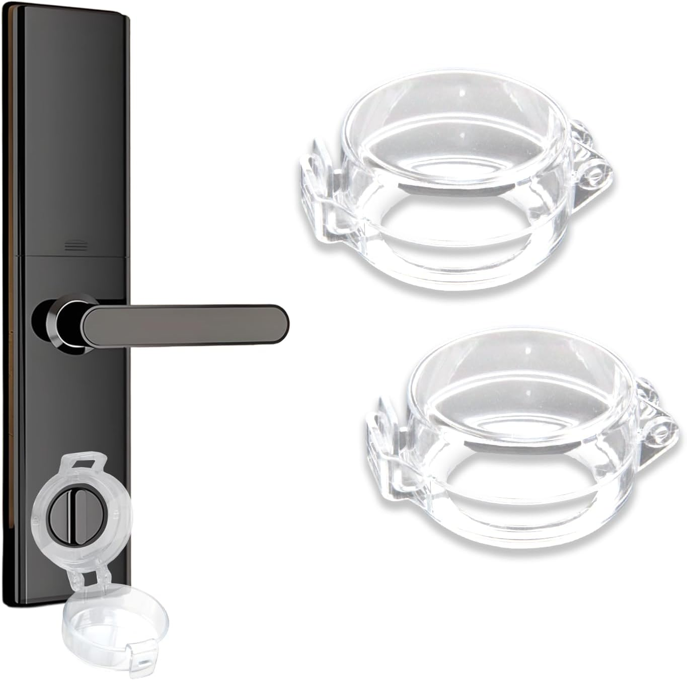 2 Pack Deadbolt Child Safety Lock Cover - Child Proof Deadbolt Cover & Door Knob Protector, Deadbolt Lock Cover for Kids, Prevents Accidental Locking (Fits Standard Locks) (Transparent)