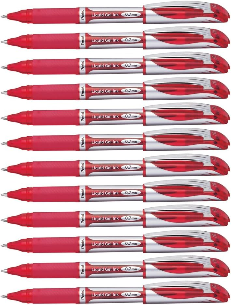 Pentel Energel Liquid Gel Pen 0.7Mm Medium Nib Black Ink, Box of 12 Pens (BL57-A)