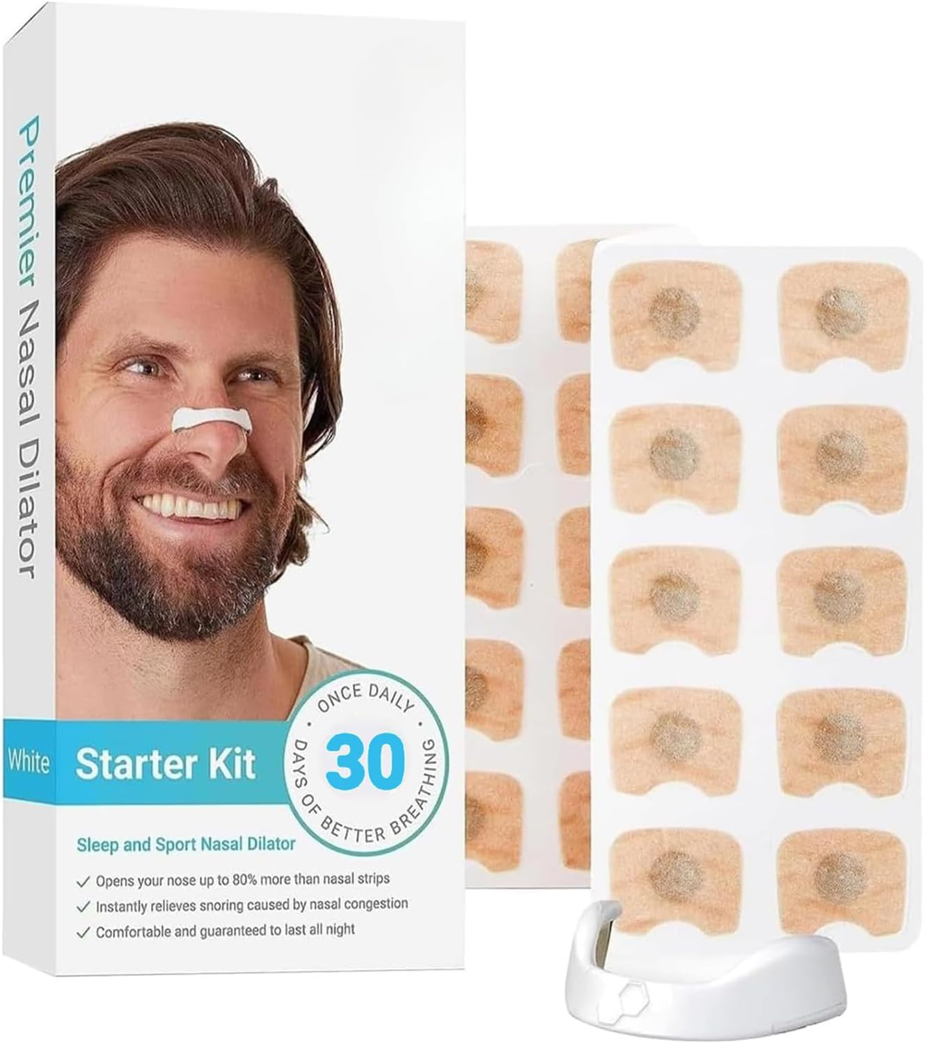 30 Days Breathing Nasal Strip Starter Kit - Magnetic Nasal Strips, Long-Lasting Anti-Snoring Equipment for Car, Travel, Hotel,Home and Business Trip (Black)