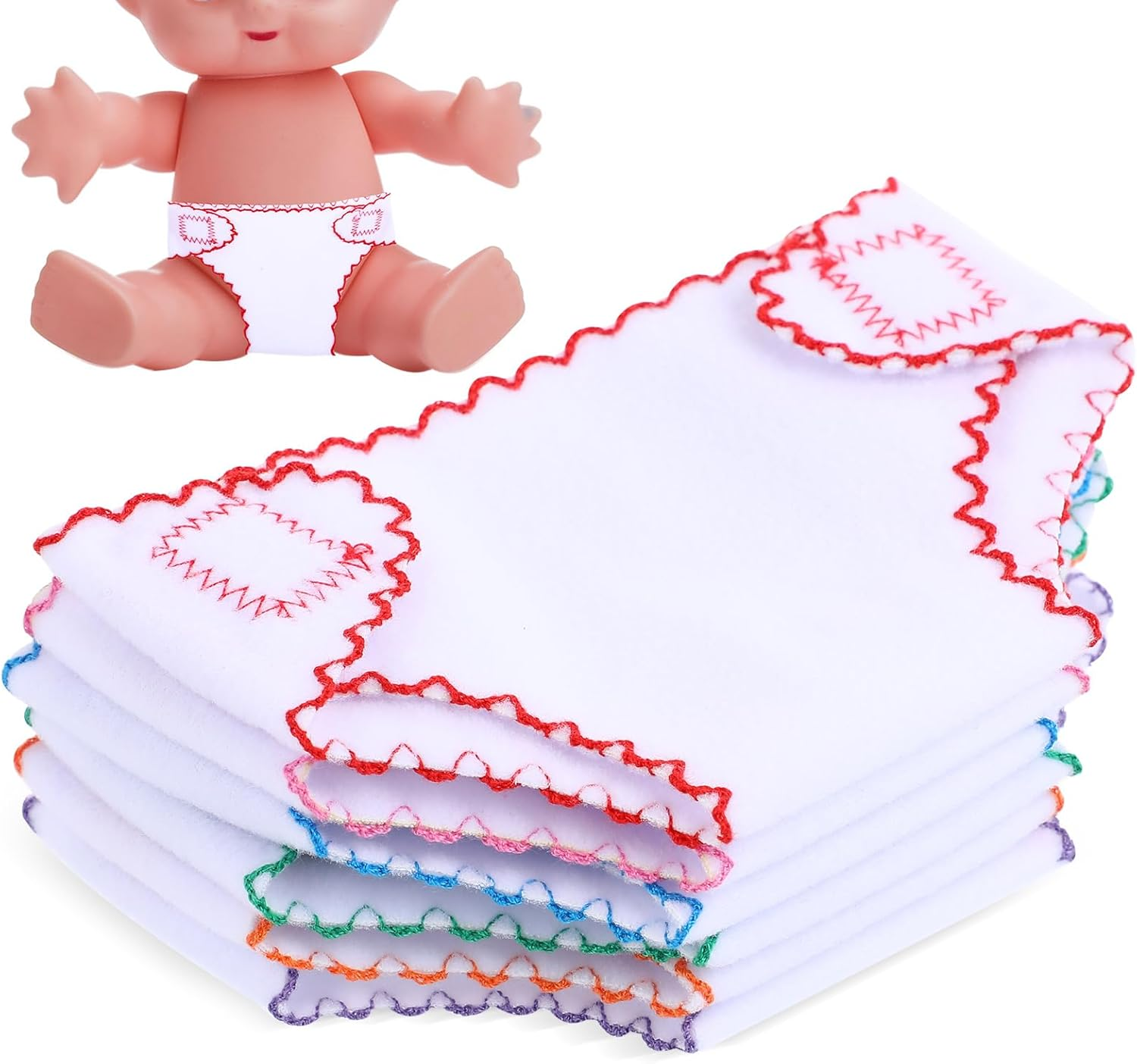 Kisangel Baby Doll Nappies Cloth Diapers 6Pcs Reusable Clothes Underwear for 18 Inch Dolls Kids DIY Care Play image number 2