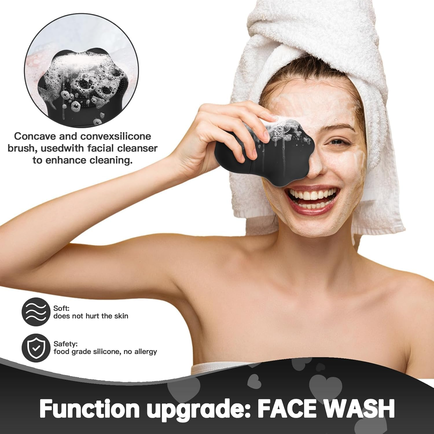 Facial Ice Roller Set with Silicone Paw Massager, Purple, Reusable Ice Mould for Face and Eyes (Black) - Black image number 6