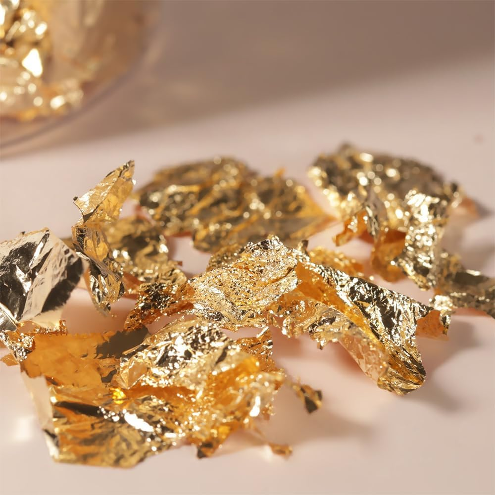 20 Grams Leaf Sheets, Silver Plated Brass Crafting Flakes, for Picture Frames, Home Decoration& Wedding Decor (Silver) - Silver image number 3