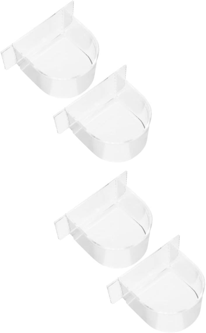 4Pcs Thickened Semicircle Bird Food Bowl Trough Durable Feeder for Parrots and Birds Easy to Clean and Install for Cage Accessories Transparent image number 5