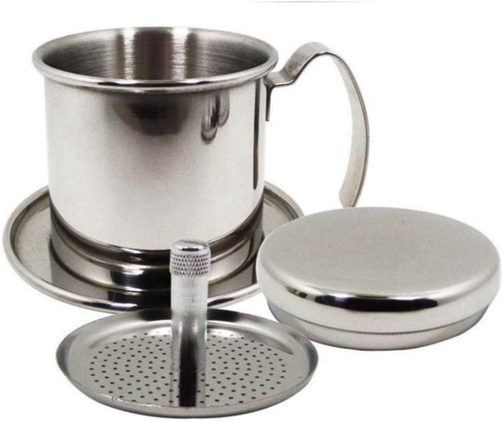 304 Stainless Steel Vietnam Coffee Pot, Coffee Appliance Brewing Pot, Drip Pot, Coffee Filter, Drip Pot,For Espresso Cappuccino British Afternoon Tea,Black image number 3