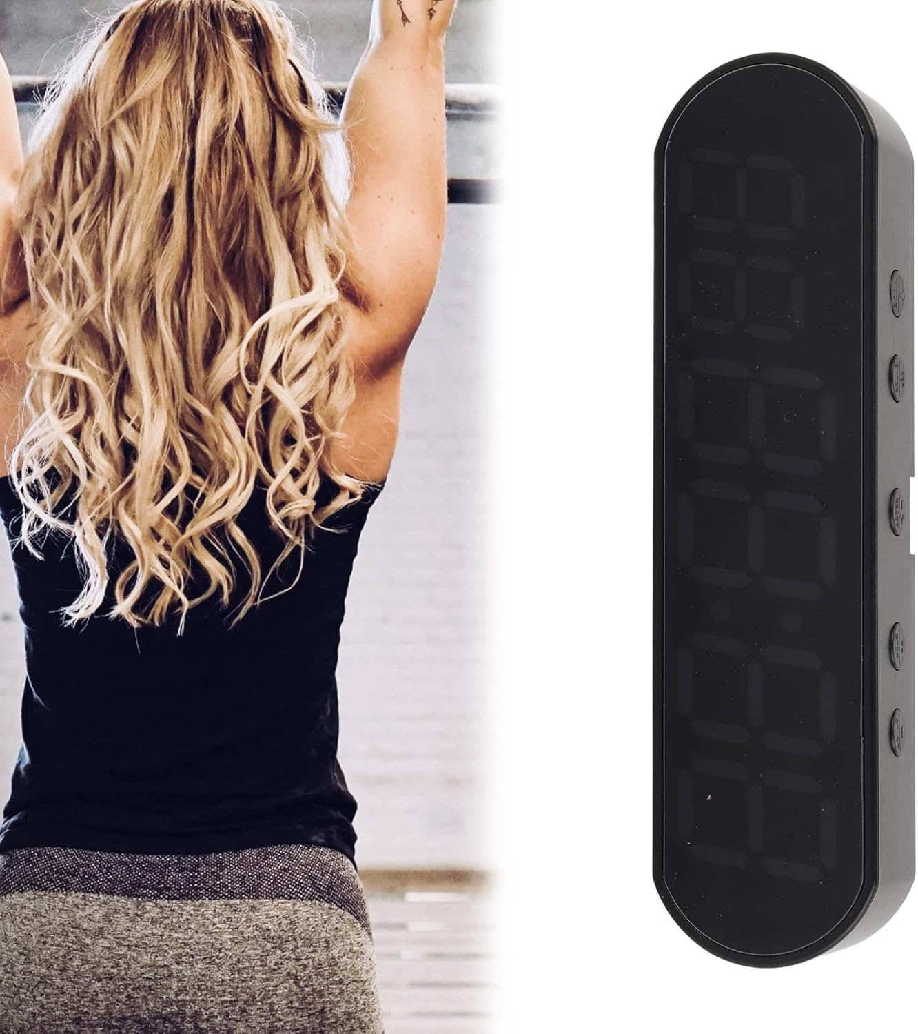 Gym Timer Clock, LED Interval Timer for Interval Workout with Count Down, Count Up, Stopwatch, Alarm Clock, Beep Buzzer Control, Portable Rechargeable for Home Gym Fitness Boxing