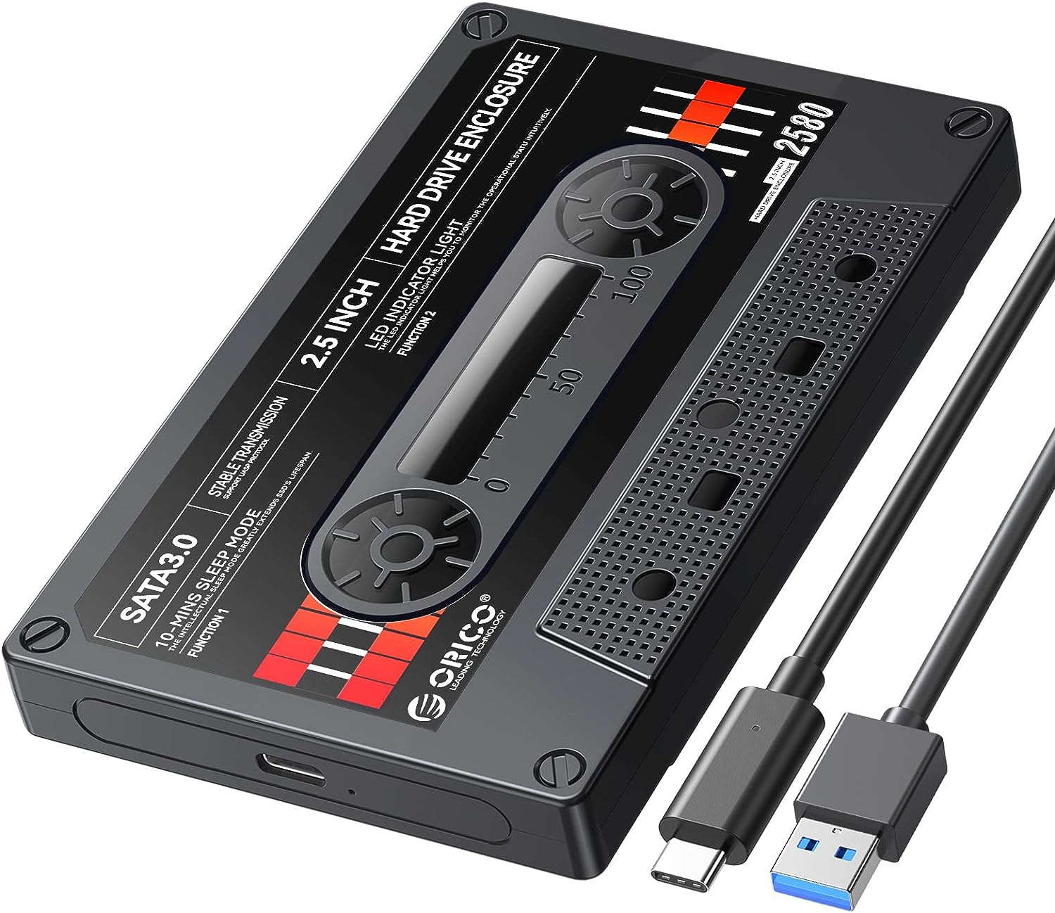 ORICO 2.5 Hard Drive Enclosure USB C to SATA III for 2.5Inch SSD HDD 9.5Mm 7Mm External Hard Drive Case Max 6TB Compatible with WD Seagate Toshiba Samsung Hitachi PS5 Xbox[Uasp Supported] image number 1