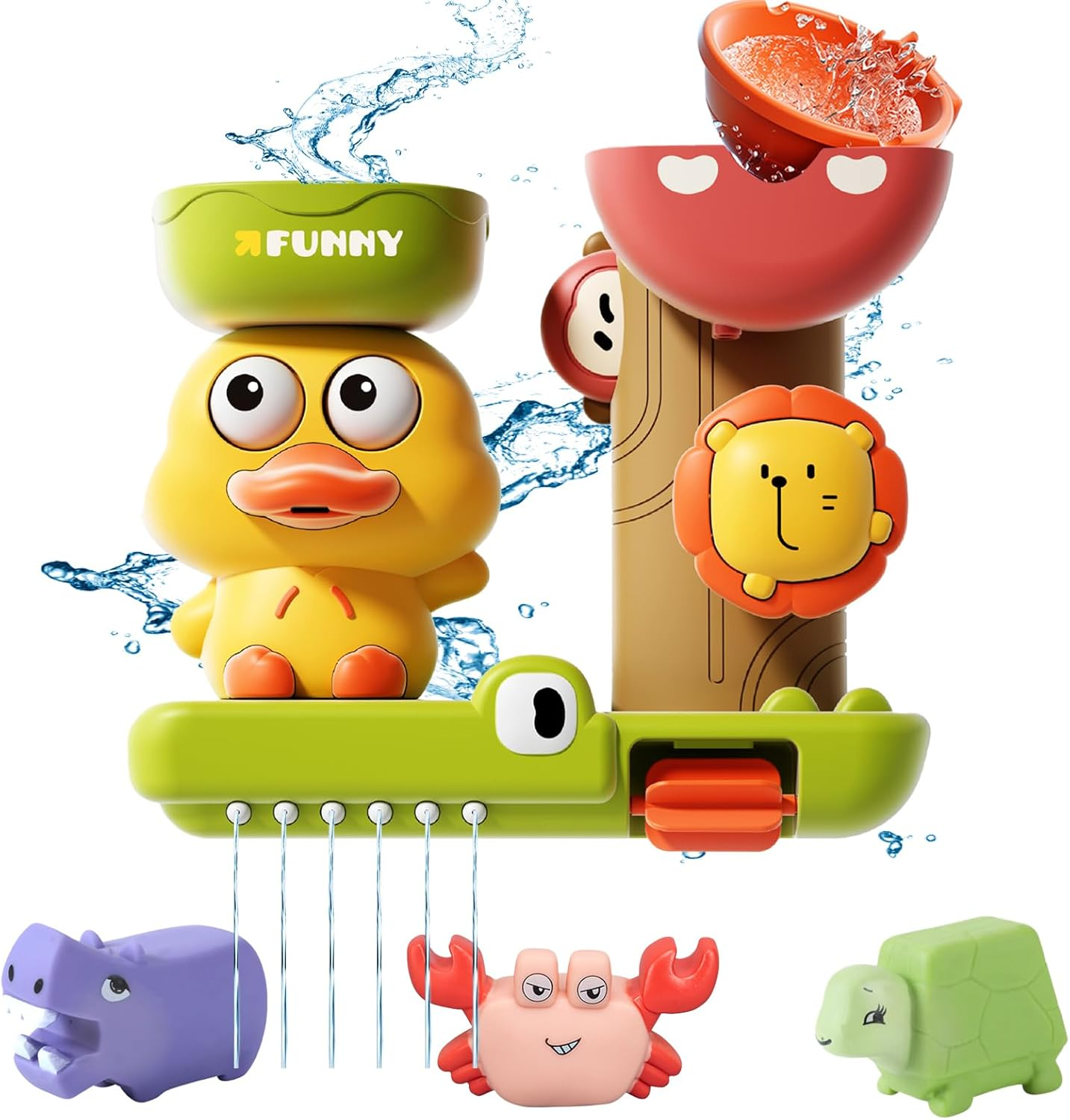 Bath Toys for Toddlers Age 1 2 3 Year Old Girl Boy, Preschool Kids Baby Bathtub Water Toys Cute Duck Design,3 Strong Suction Cups,Bath Wall Toy Waterfall Fill Spin and Flow Birthday Gift Ideas image number 5