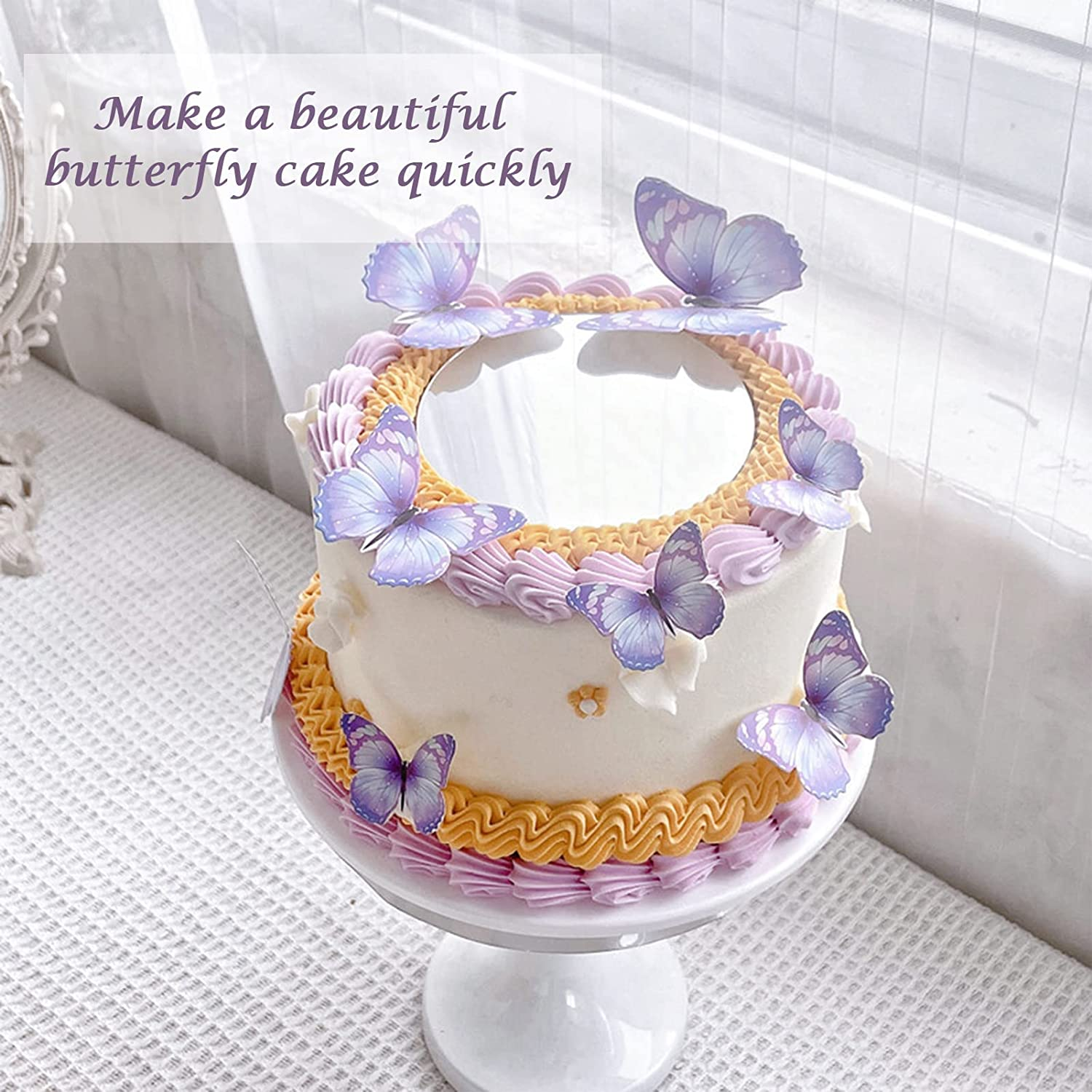 Birthday Cake Toppers,38-Pieces Butterfly Cake Decorations with Happy Birthday Cake Toppers for Baby Shower Wedding Birthday Party Decor image number 4