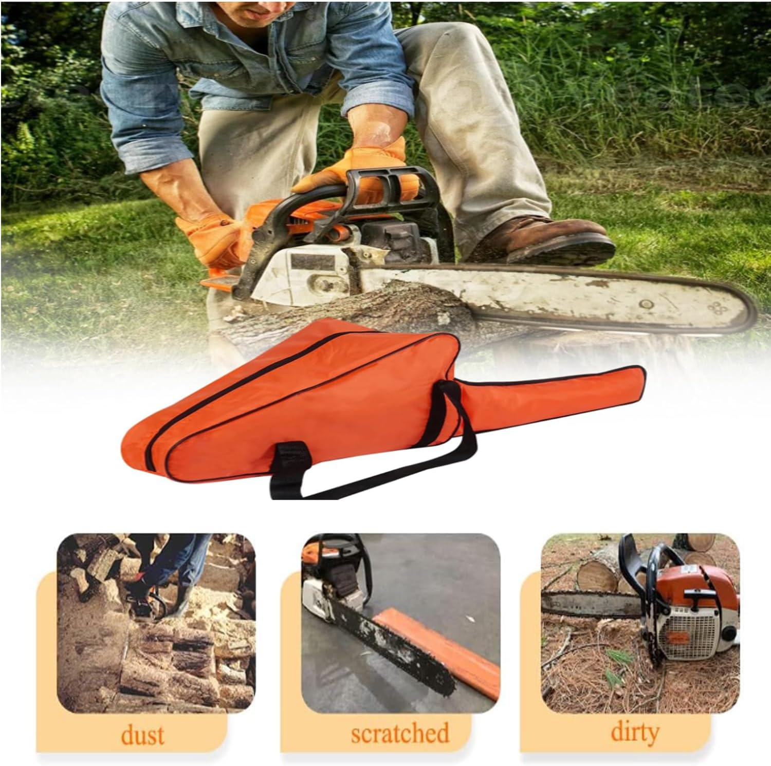 Lxcshljx Chainsaw Bag Carrying Case, 22 in Heavy Duty Waterproof Chainsaw Bag with Handle and Sticky Strip, Portable Chainsaw Storage Bag, Oxford Chainsaw Carry Bag Holder for Stihl Husqvarna Chainsaw image number 3