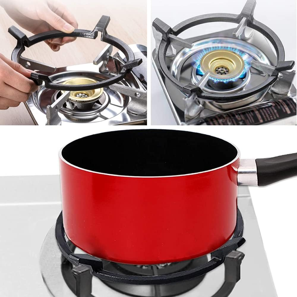 Gas Stove Bracket Universal Non Slip Black Cast Iron Stove Rack Milk Pot Holder for Gas Hob Gas Stove Accessories image number 2