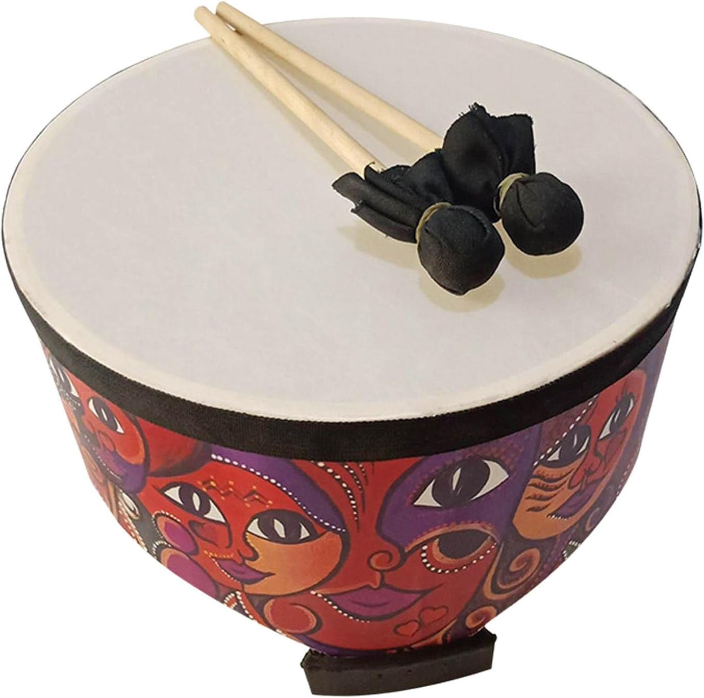 Oshhni Wood Ground Drum with 2 Drumsticks Developing Musical Talents Gift Rhythm Percussion Bongo Drum for Children, 8"