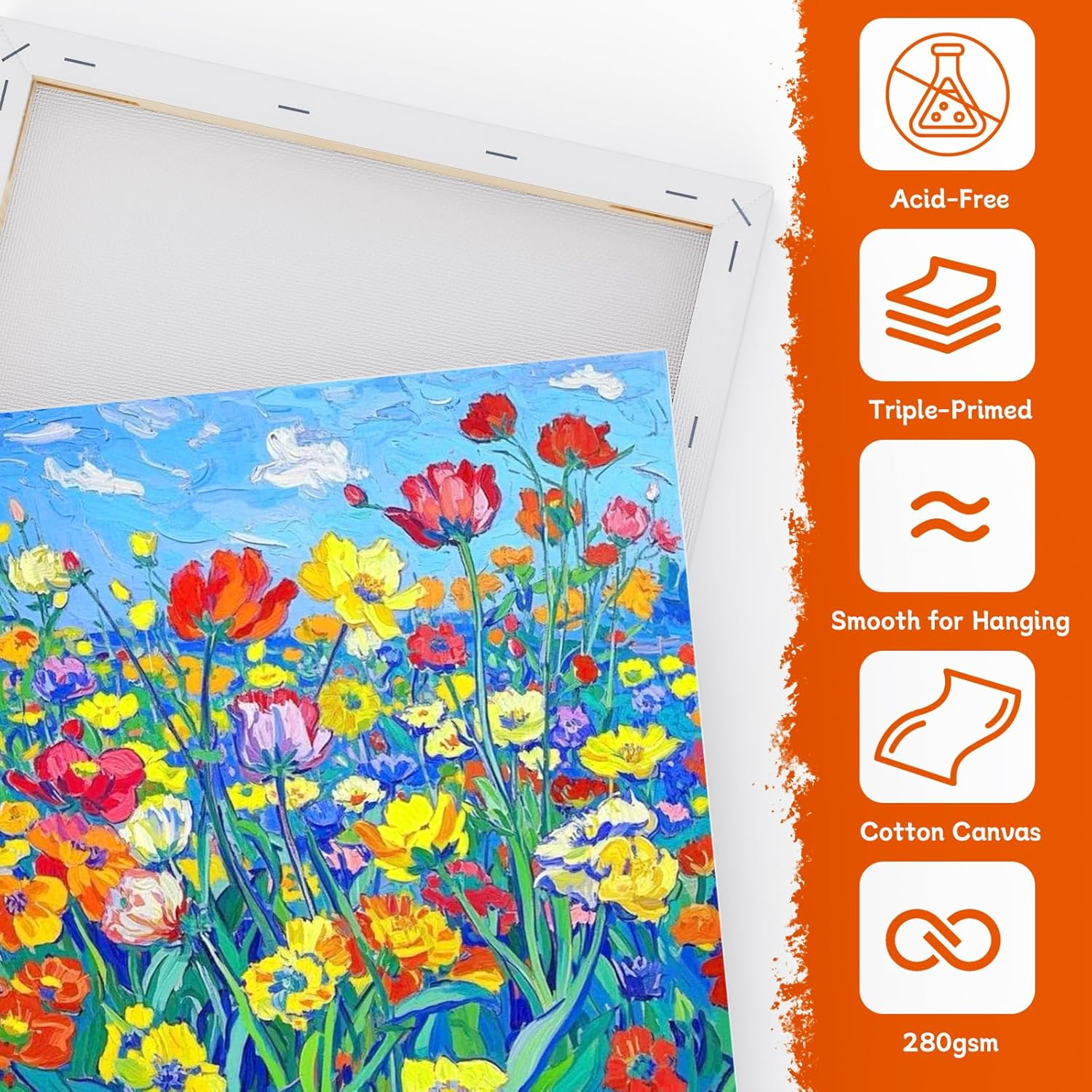 Koncci Stretched Canvas for Painting, 10 Packs Multiple Sizes Canvases Set, 10X15, 15X20, 20X25, 25X30, 30X40Cm, 280GSM Stretched Wooden Canvas Frames for Acrylic Oil Watercolor, Artist & Beginner image number 3