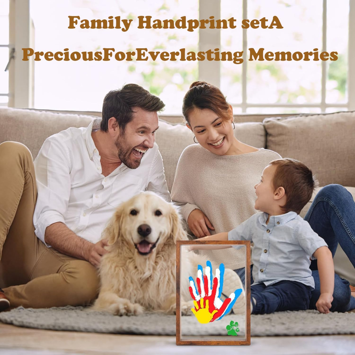 Xiwerhll Family Handprint Kit, Baby Hand and Footprint Kit DIY Handmade Keepsake Wooden Frame Gifts for New Parents for Grandparent Mother'S Day Anniversary Day Father'S, 6 Non -Toxic Paints image number 3