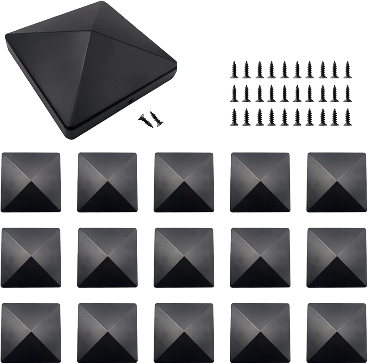 16 Pieces Post Caps 100 X 100 Mm Plastic Fence Caps Caps for Fence Posts Black Fence Caps for Wooden Posts for Fences Posts Railing Steel Tubes image number 4