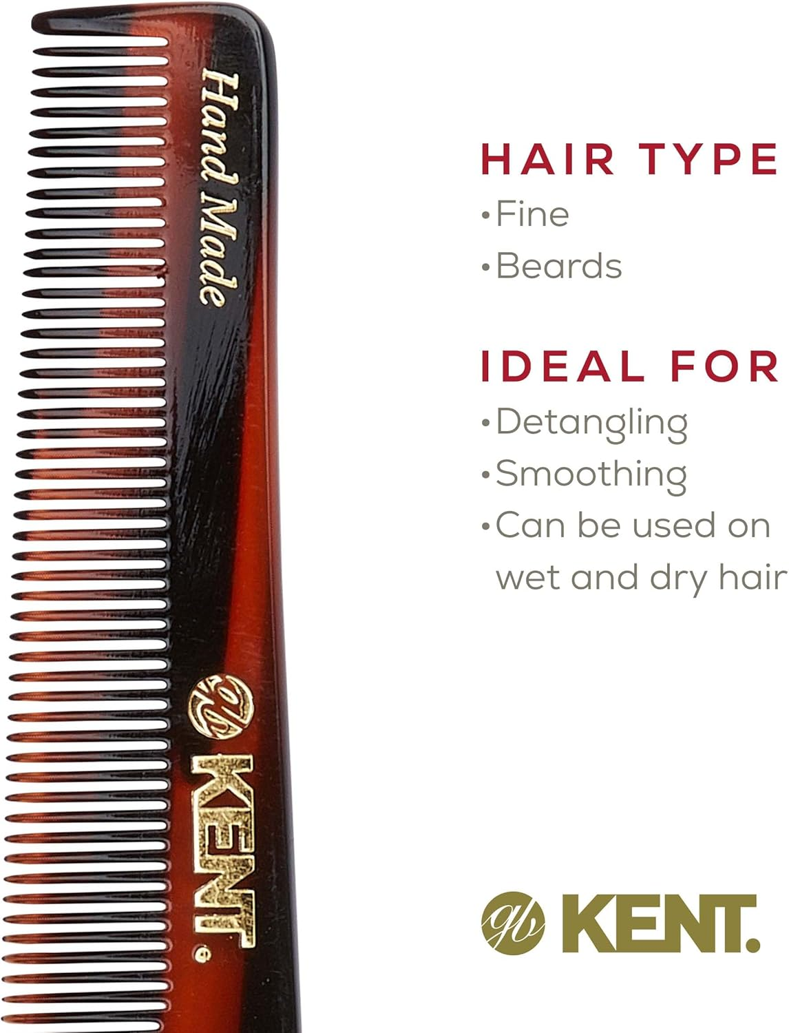 Kent Hand-Made 140Mm All Fine Pocket Comb with Thumb Grip - R18T image number 1